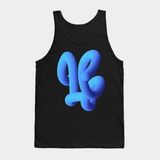 Fluid geometric blue abstract shape worm Tank Top